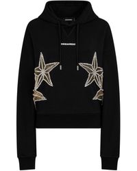 DSquared² - Star-embellished Cotton Hoodie - Lyst