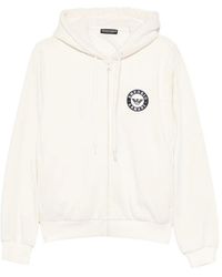 Emporio Armani - Logo-Embroidered Zip-Up Hoodie - Lyst