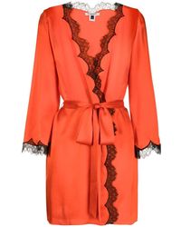 Damen Bekleidung Nachtwäsche Bade- und Hausmäntel Gilda & Pearl Seide Morgenmantel mit Schnürung in Orange Morgen 