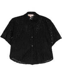 MICHAEL Michael Kors - Lace Crop Shirt With Button-Up Front - Lyst