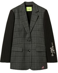 Twinset - Checked-Pattern Embroidered-Sleeve Blazer - Lyst