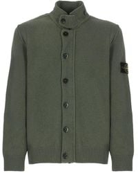 Stone Island - Vest Met Hoge Hals En Knoop - Lyst