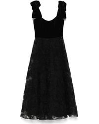 Nissa - Floral-Appliqué Midi Dress - Lyst