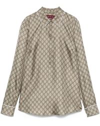 Gucci - Gg Supreme-Print Silk Shirt - Lyst