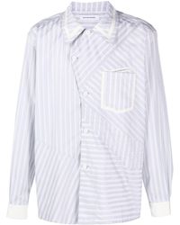 Kiko Kostadinov - Asymmetric-fastening Striped Cotton Shirt - Lyst