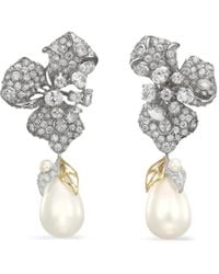 Anabela Chan - Boucles D'Oreilles Blossom En Or 14Ct Et Rhodium Vermeil Serties De Diamant À Perle D'Eau Douce - Lyst