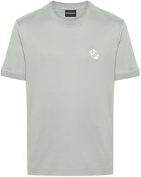 Emporio Armani - Logo-embroidered Cotton T-shirt - Lyst