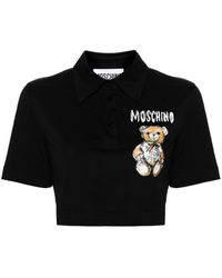 Moschino - Polo crop con stampa Teddy Bear - Lyst