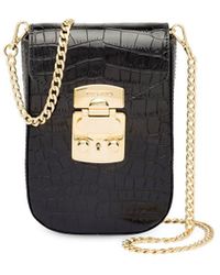 Miu Miu Porte-cartes à effet peau de crocodile - Noir