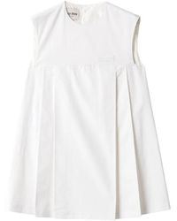 Miu Miu - Flared Logo Cotton Mini Dress - Lyst