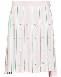 Thom Browne - Pleated Striped Mini Skirt - Lyst