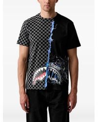 Sprayground - Check-Print Shark Mouth T-Shirt - Lyst