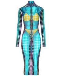 Jean Paul Gaultier - High-Neck Dots-Print Midi Dress - Lyst