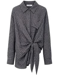 ELEH - Check-Pattern Knot-Detail Shirt - Lyst