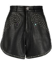 Philipp Plein - Stud-Embellished Leather Hot Pants - Lyst