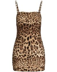 Dolce & Gabbana - Leo-Print Charmeuse Dress - Lyst