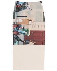 Issey Miyake - Graphic-Print Midi Skirt - Lyst