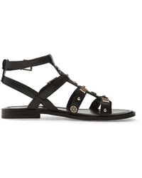 Guess - Yazza Logo-Plaque Leather Flat Sandals - Lyst