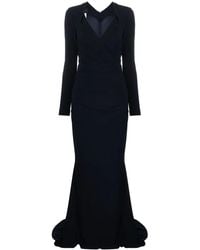 Talbot Runhof - Draped Crepe Maxi Dress - Lyst