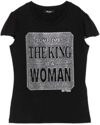My Twin - Slogan-Print Flutter-Sleeve Cotton T-Shirt - Lyst