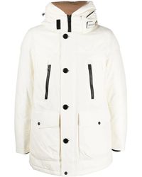 Woolrich - Logo-Print Hooded Coat - Lyst