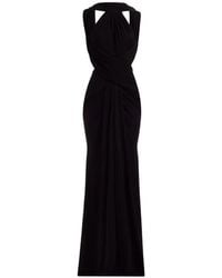 Elie Saab - Halter-Neck Draped Maxi Dress - Lyst