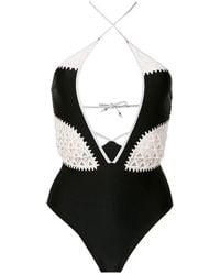 Amir Slama - Lace-Detail Halterneck Swimsuit - Lyst