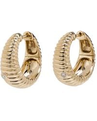 Yvonne Léon - 9Kt Ridged Diamond Hoop Earrings - Lyst