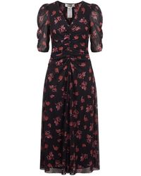 Diane von Furstenberg - Koren Floral-Print Ruched Midi Dress - Lyst