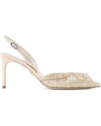 Rene Caovilla - 80Mm Crystal-Embellished Lace Pumps - Lyst