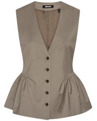 ROTATE BIRGER CHRISTENSEN - Peplum Waistcoat Taupe - Lyst