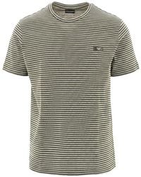 Emporio Armani - Striped Logo-Patch T-Shirt - Lyst