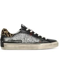 Crime London - Desconstructed Glitter-Detail Leopard-Print Sneakers - Lyst
