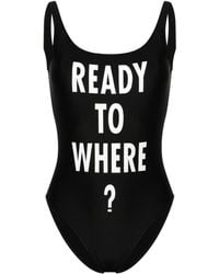 Moschino - Slogan-print Scoop-neck Swimsuit - Lyst