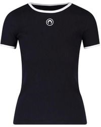 Marine Serre - Moon Logo Ribbed Baby-Fit T-Shirt - Lyst