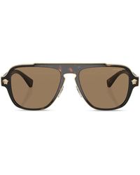 Versace - Tortoiseshell-Effect Pilot-Frame Sunglasses - Lyst