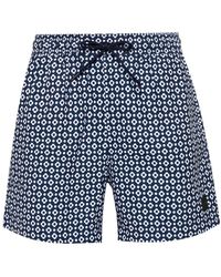 BOSS - Geometric-print Swim Shorts - Lyst