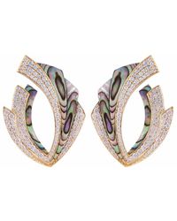 ANANYA - 18Kt Mogra Blossom Diamond And Shell Earrings - Lyst