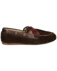POSA - Mocassins Lacés À Effet Peau Lainée - Lyst