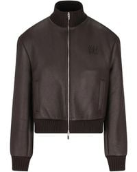 Miu Miu - Logo-Patch Zipped Jacket - Lyst