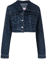 Charles Jeffrey - Cropped Monogram-Print Denim Jacket - Lyst