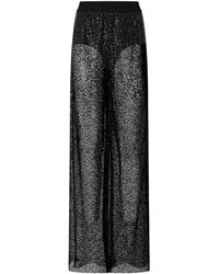 Pinko - Pantaloni Semi Trasparenti A Gamba Ampia Con Paillettes - Lyst