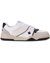 DSquared² Spiker Leaf-Embroidered Leather Sneakers in White for Men | Lyst
