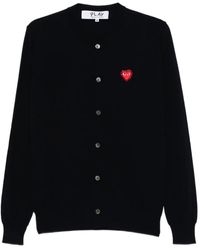 COMME DES GARÇONS PLAY - Heart-Emblem Rhinestone-Embellishment Cardigan - Lyst