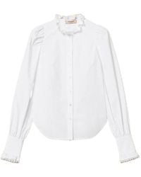 Twinset - Lace-Trim Poplin Shirt - Lyst