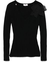 Elisabetta Franchi - Top de canalé con aplique floral - Lyst
