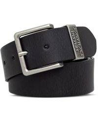 ARMANI EXCHANGE - Logo-Plaque Leather Belt - Lyst