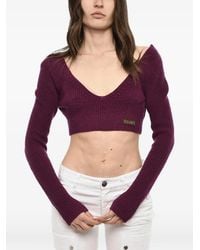 DSquared² - V-Neck Cropped Knit Top - Lyst