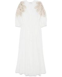 Forte Forte - Maxi-Jurk Met Geborduurde Schouders - Lyst