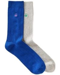 Benetton - Logo-Embroidered Ribbed Socks (Two-Pack) - Lyst